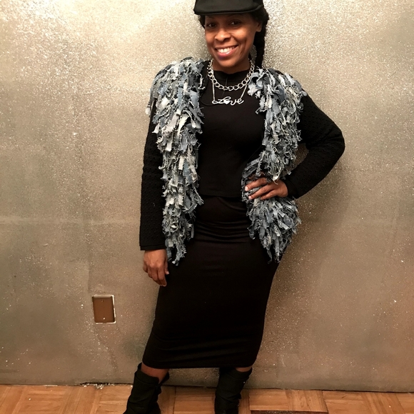 Fringe Denim Sweater - Picture 3 of 4